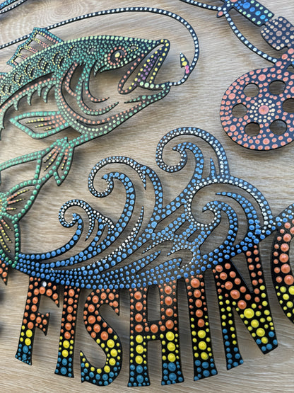 GONE FISHING HAND-PAINTED WALL ART