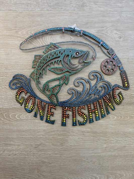 GONE FISHING HAND-PAINTED WALL ART