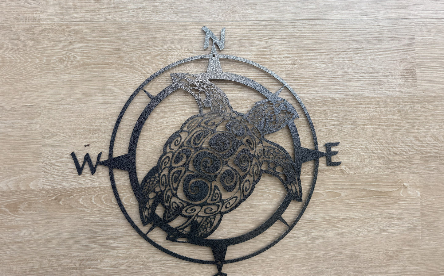 Sea Turtle in Compass Rose Metal Art