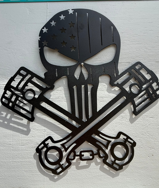Skull with pistons Sign
