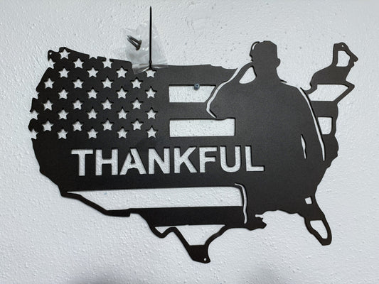 Military Thankful Flag Wall Art
