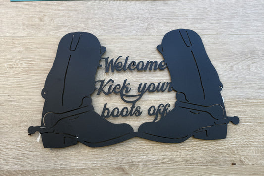KICK OFF BOOTS WELCOME SIGN