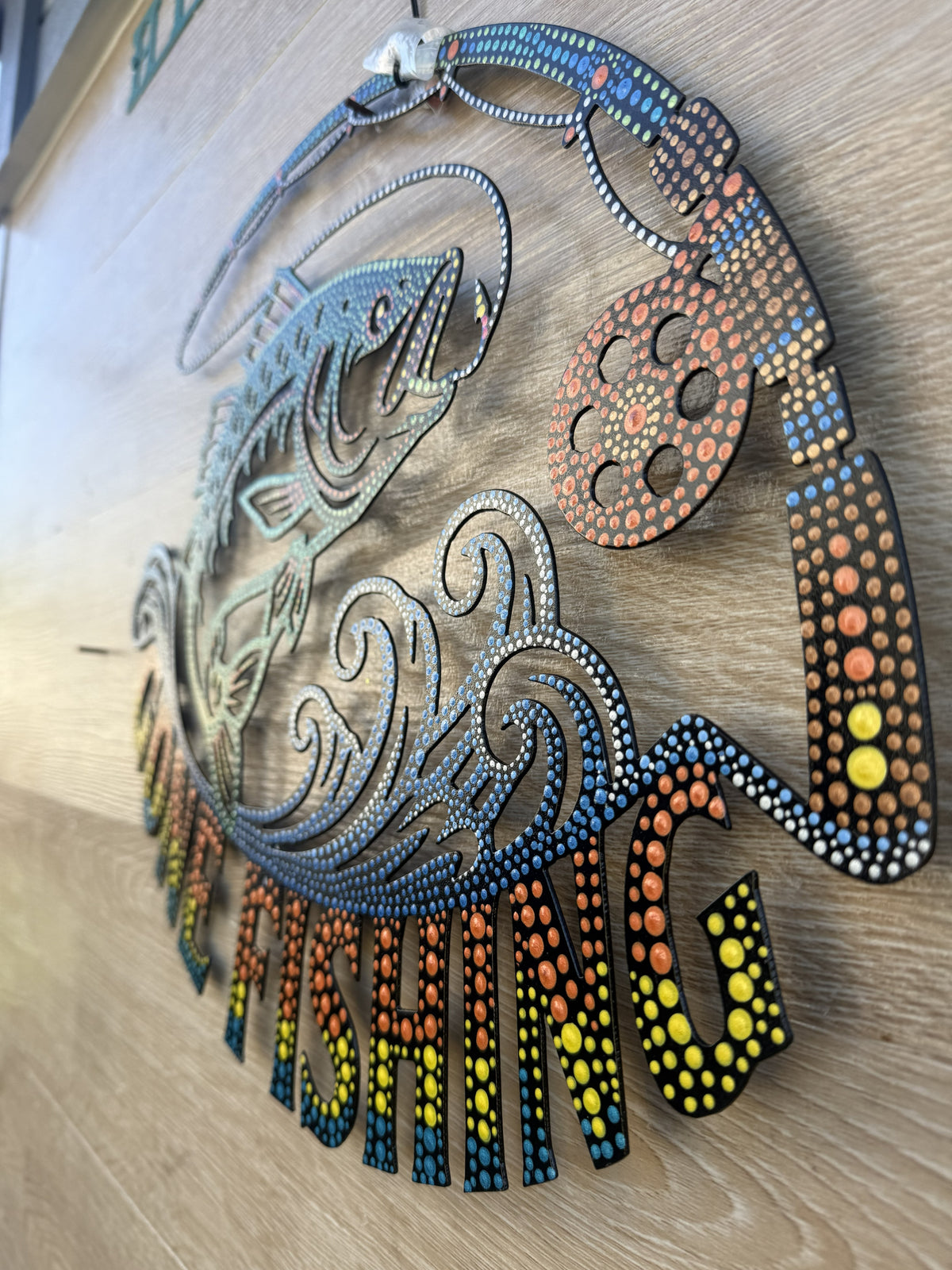 GONE FISHING HAND-PAINTED WALL ART