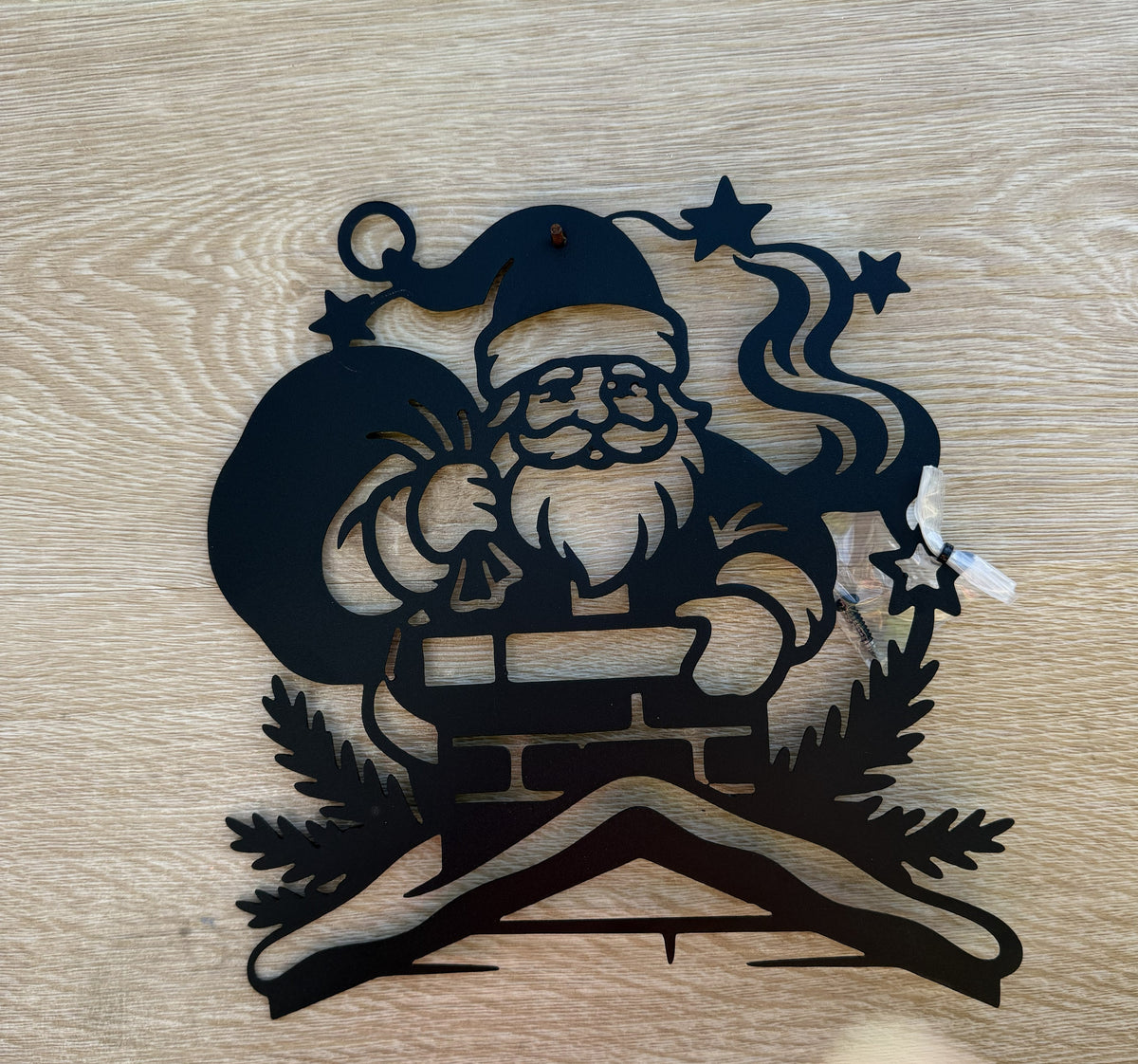 SANTA STUCK IN CHIMNEY METAL SIGN