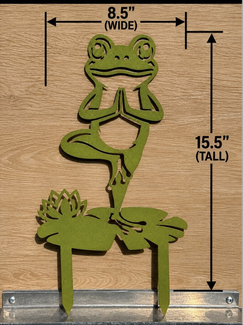 Zen Yoga Frog Metal Yard Stake