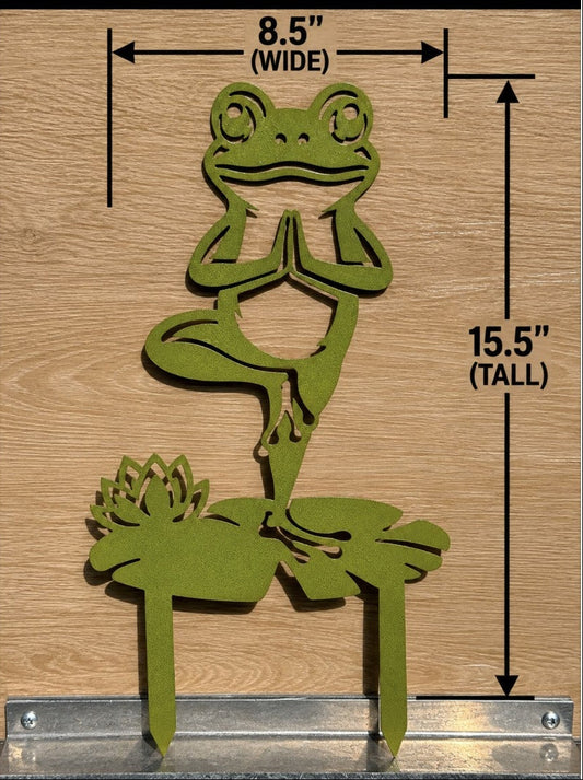 Zen Yoga Frog Metal Yard Stake